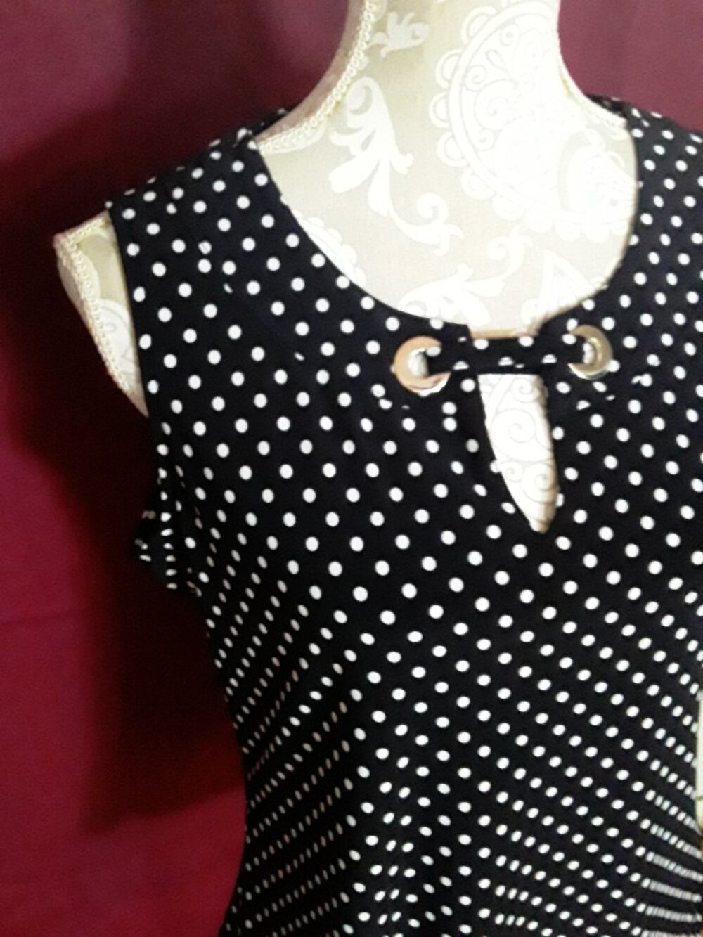 Tommy Hilfiger black and white polka dot top size L